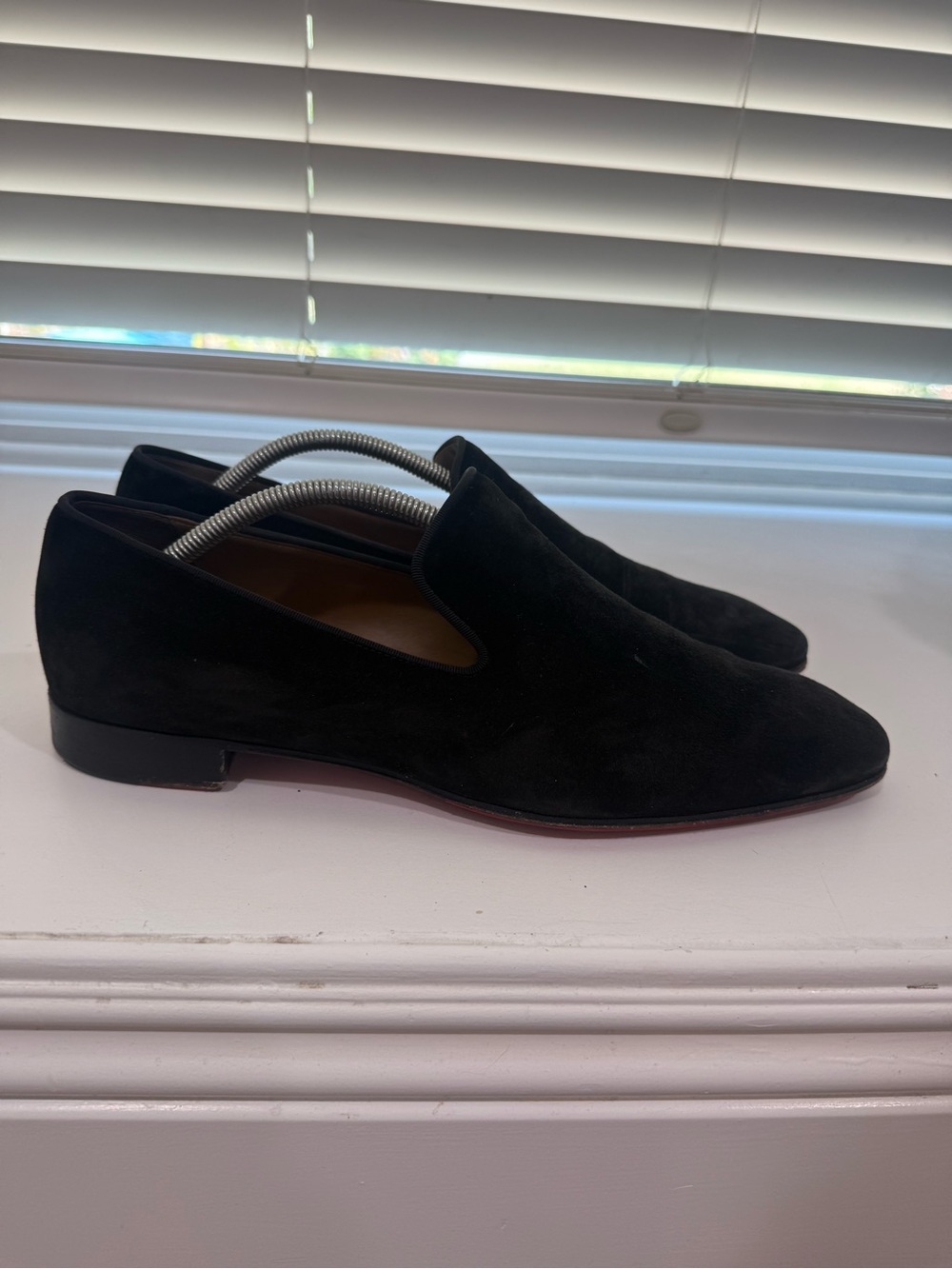Christian Louboutin Brown Suede Slip-On Loafers with Red Sole